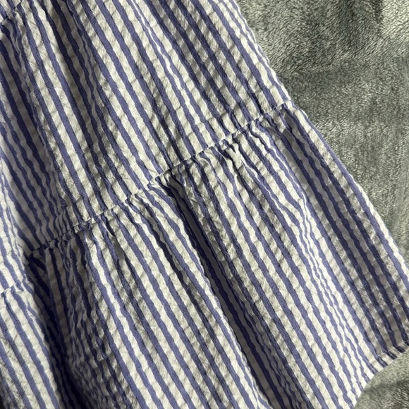 Liz Claiborne top women’s  petite Med Blue Striped cotton blend lightweight boho - Picture 2 of 9